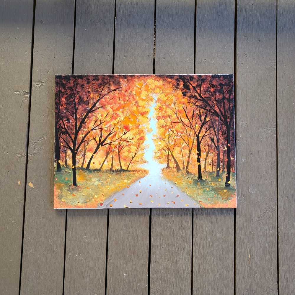 Falls Landscape Acrylic Painting,size 16"x20" Canvas